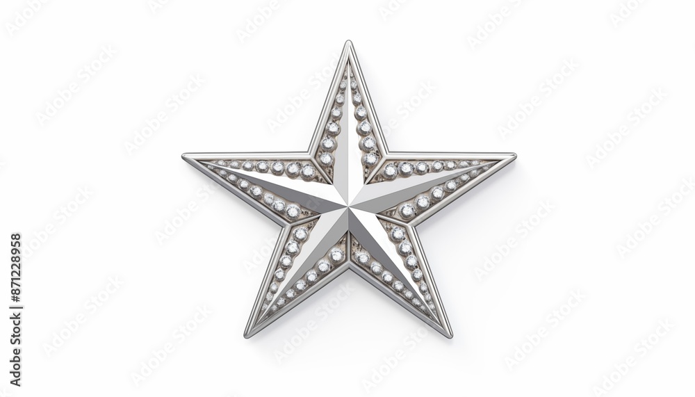 silver star with cubic isolated on white silver star with cubic isolated on white