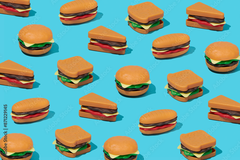 pattern of toy burgers and sandwiches pattern of toy burgers and sandwiches