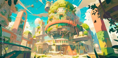 fantasy world city illustration 