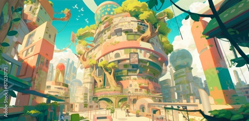 giant fantasy tree house city