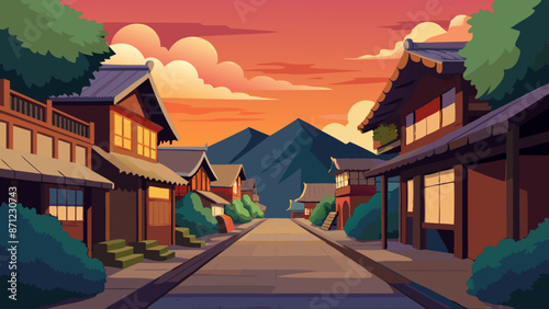 chinese temple in the morning Vector Illustration 