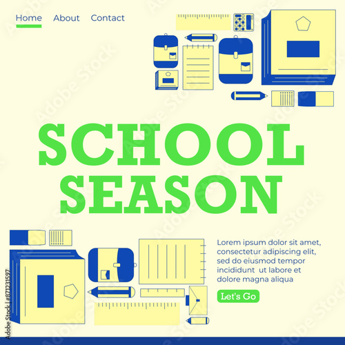 Back to school illustration vector, illustration of school equipment icons. suitable for landing page templates or web banners, with a flat design style