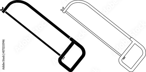 outline silhouette hacksaw icon set