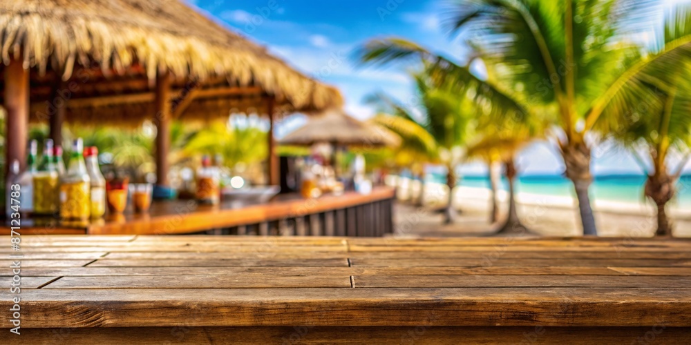 Tropical Beach Bar at Sunset. This image depicts a rustic, wooden beach bar set against the backdrop of a tropical paradise. Perfect for showcasing your product or message with a touch of paradise. Tropical Beach Bar at Sunset. This image depicts a rustic, wooden beach bar set against the backdrop of a tropical paradise. Perfect for showcasing your product or message with a touch of paradise.