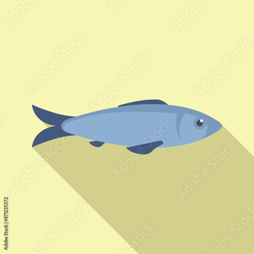 Atlantic herring fish swimming on a light yellow background