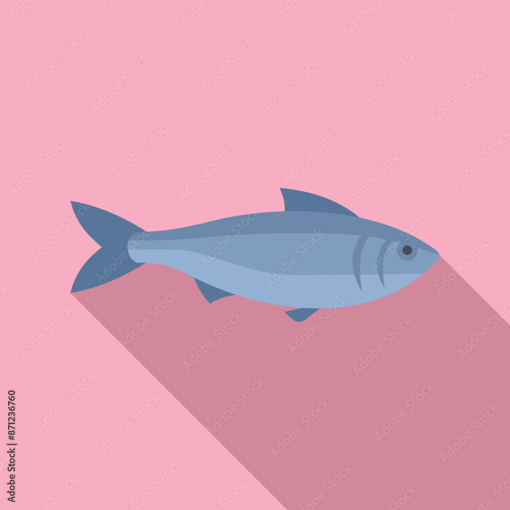 Simple and elegant illustration of a herring fish swimming with long shadow Simple and elegant illustration of a herring fish swimming with long shadow