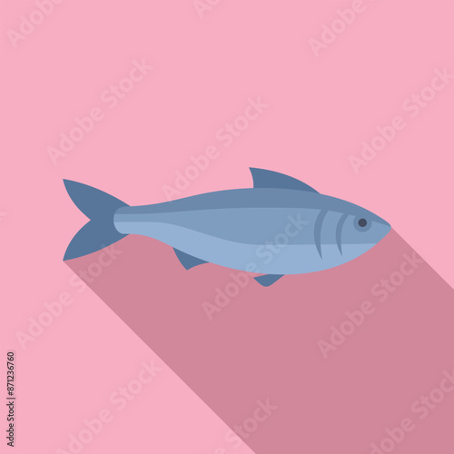 Simple and elegant illustration of a herring fish swimming with long shadow