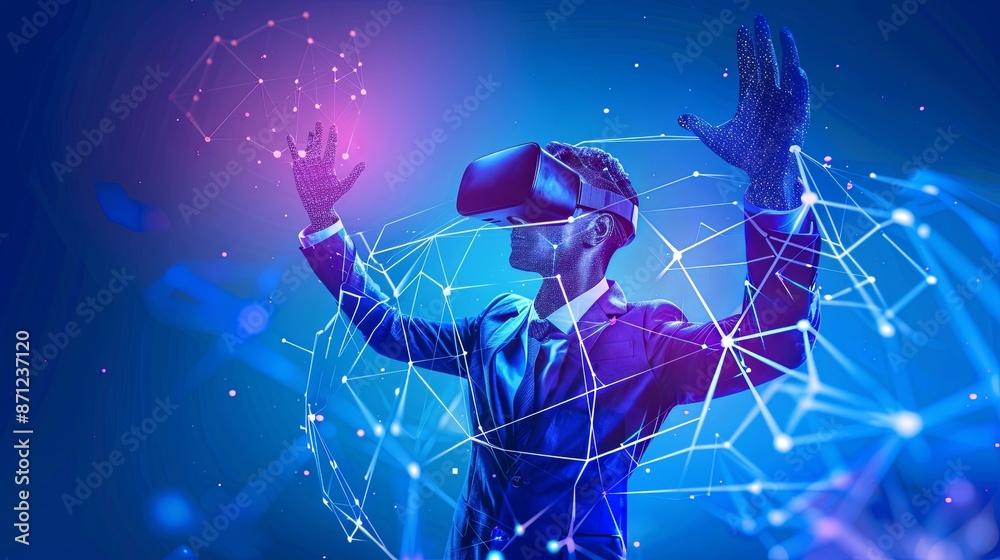 an image of a person using VR and AR googles an image of a person using VR and AR googles