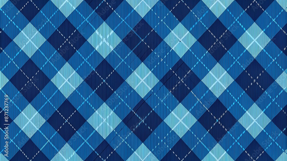 Blue argyle pattern seamless design. Dark geometric stitched vector graphic for gift paper, socks, sweater, jumper, other trendy spring autumn winter modern fashion textile or paper print. Blue argyle pattern seamless design. Dark geometric stitched vector graphic for gift paper, socks, sweater, jumper, other trendy spring autumn winter modern fashion textile or paper print.