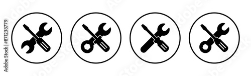 Repair tools icon set. tool icon vector. setting icon vector. Wrench and screwdriver. support, Service