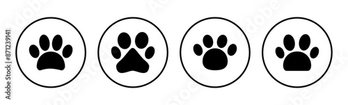 Paw icon set. paw print icon vector. dog or cat paw