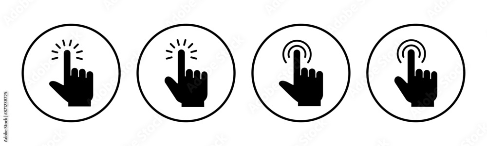 Hand click icon set. pointer icon vector. hand cursor icon vector Hand click icon set. pointer icon vector. hand cursor icon vector
