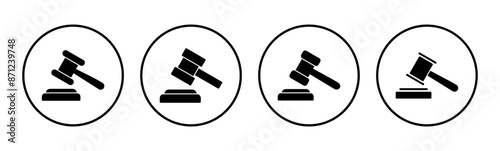 Gavel icon set. judge gavel icon vector. law icon vector. auction hammer