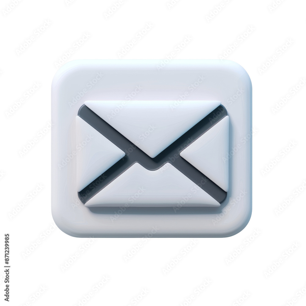 White 3D Envelope Icon on a Black Background White 3D Envelope Icon on a Black Background