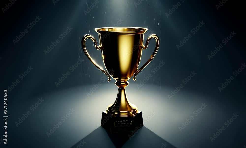 golden trophy award with light shining golden trophy award with light shining