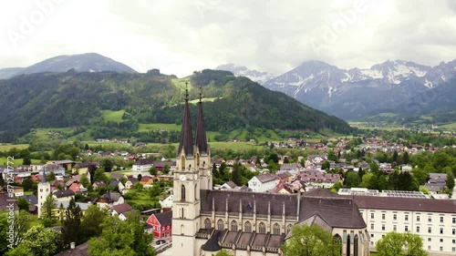 Cathedral church in a meadow in the Austrian Alps