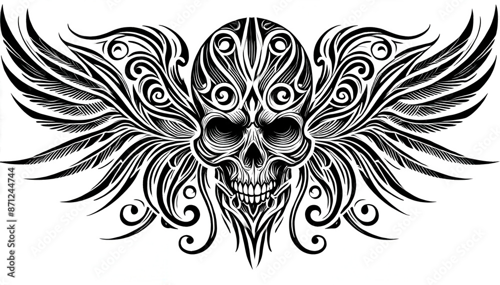 TRIBAL TATOO トライバル タトゥ 刺青 和柄 頭蓋骨ドクロ skull TRIBAL TATOO トライバル タトゥ 刺青 和柄 頭蓋骨ドクロ skull