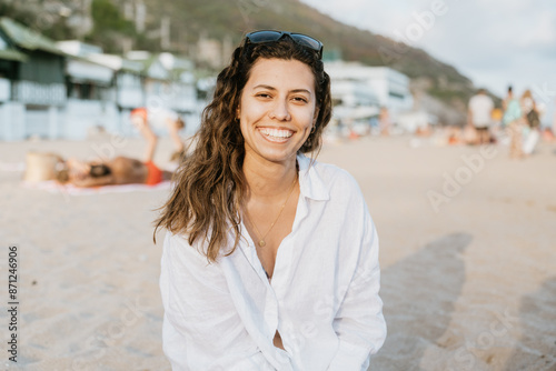 Smiling Woman On Beach