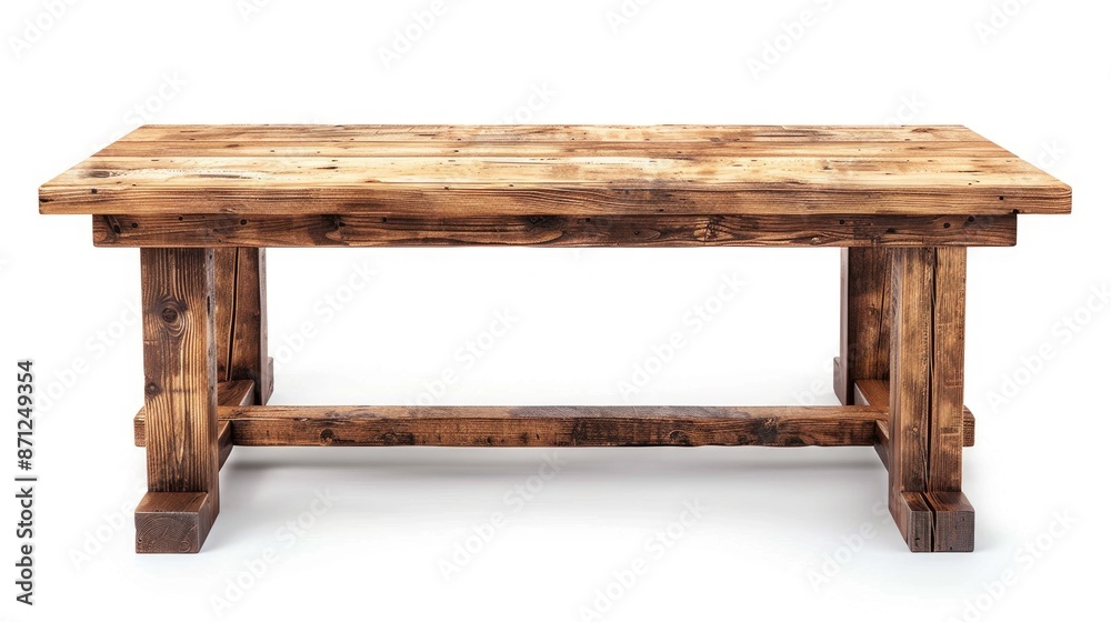 Wooden table on a white background without objects Wooden table on a white background without objects