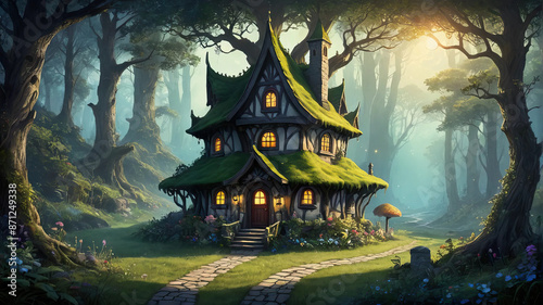 Fairy House in Enchanted Forest: Magic Awaits Within Fantasy wallpaper