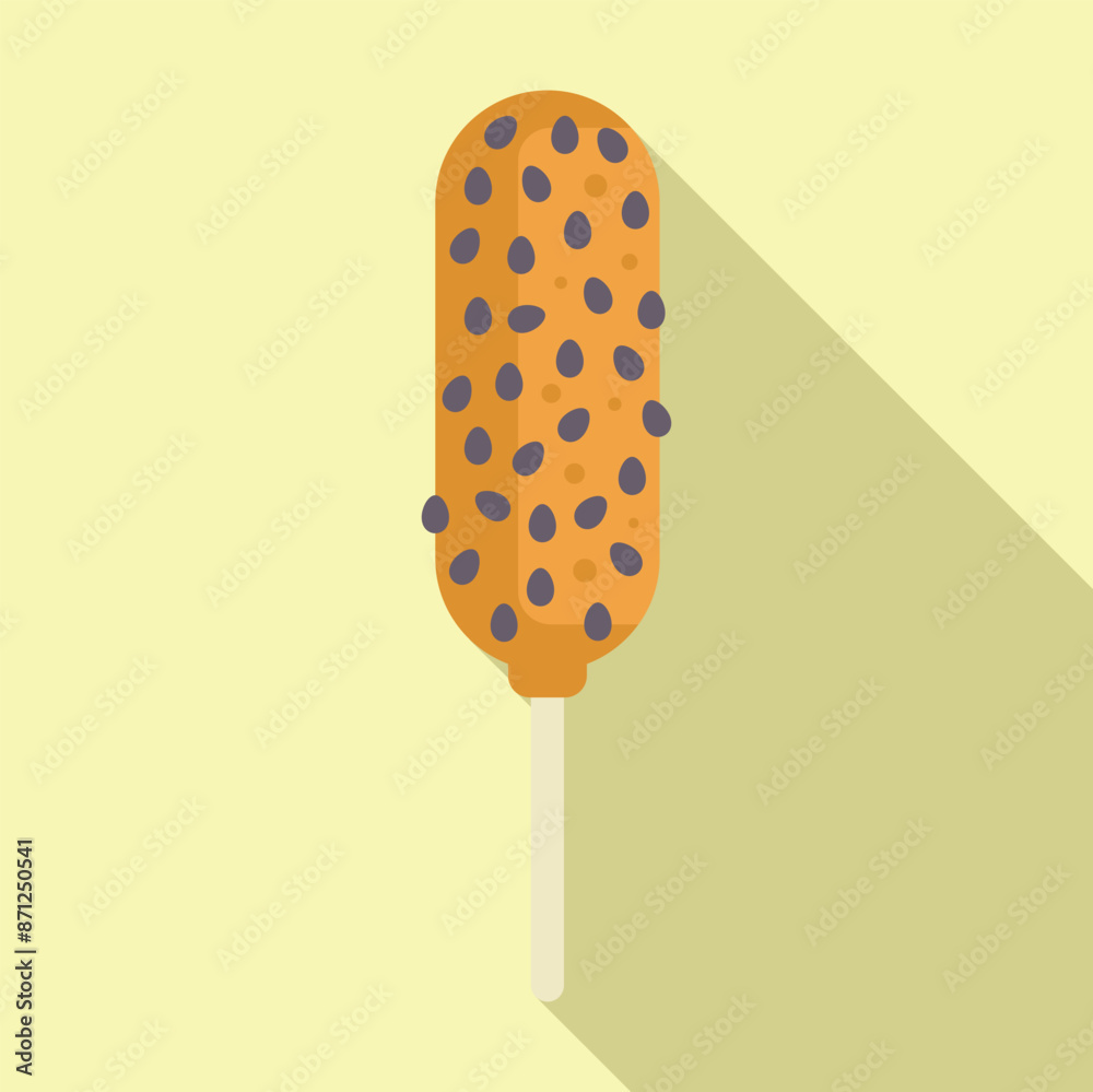 Classic corn dog dipped in a chocolate coating and topped with chocolate chips, perfect for a sweet treat Classic corn dog dipped in a chocolate coating and topped with chocolate chips, perfect for a sweet treat
