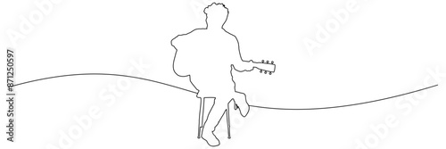 line art guitar proses for men silhouette illustration background for a music day 