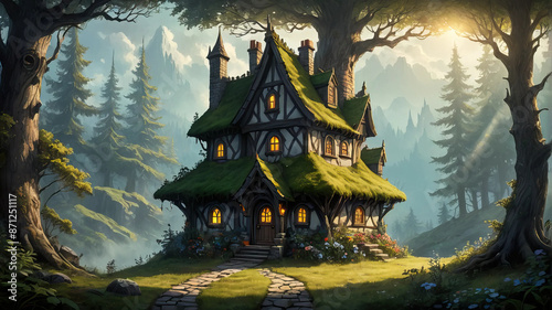 Fairy House Hidden in Enchanted Forest Serenity Fantasy wallpaper