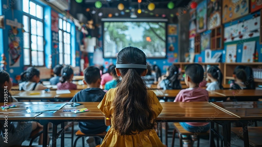 Illustration of augmented reality in education, enhancing interactive learning experiences. , Minimalism, Illustration of augmented reality in education, enhancing interactive learning experiences. , Minimalism,