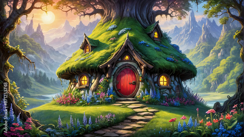 Fairy Hut in an Enchanted Forest Dreamscape Fantasy wallpaper