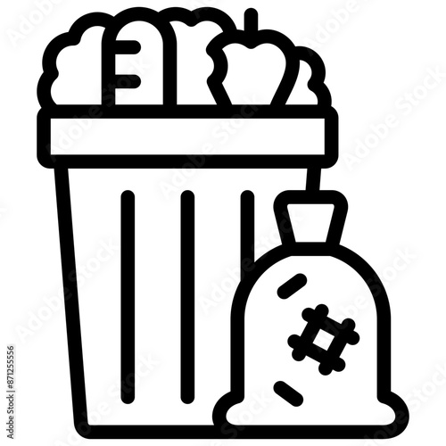 garbage icon illustration design with outline