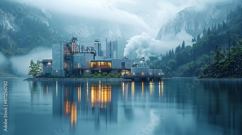 Illustration of renewable energy innovations in energy storage technologies like flywheels and pumped hydro. , Minimalism,