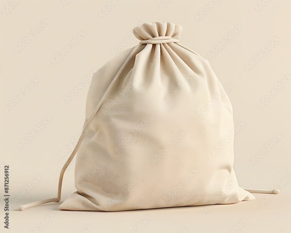 Obraz premium White Canvas Bag with Drawstring