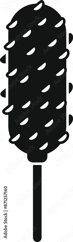 Black silhouette of a classic corn dog on a stick, a popular street food choice Black silhouette of a classic corn dog on a stick, a popular street food choice