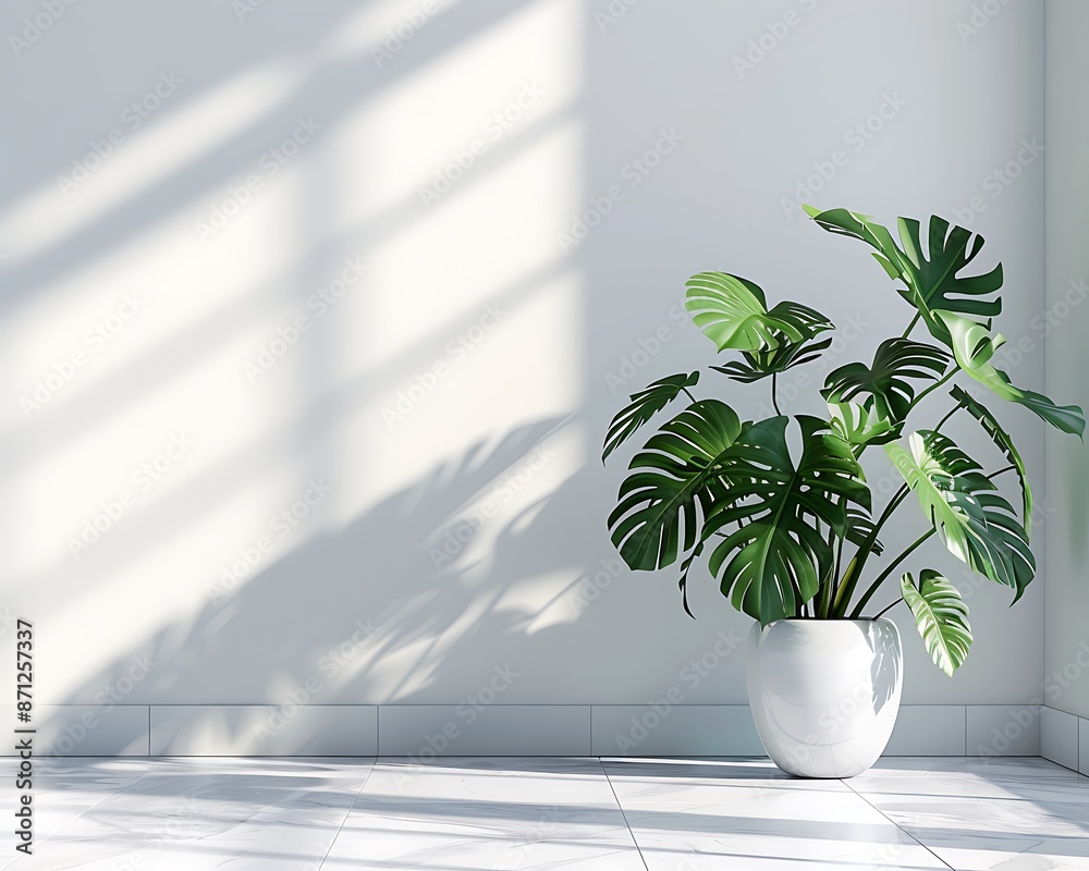 Minimalist Interior with a Lush Green Plant Minimalist Interior with a Lush Green Plant
