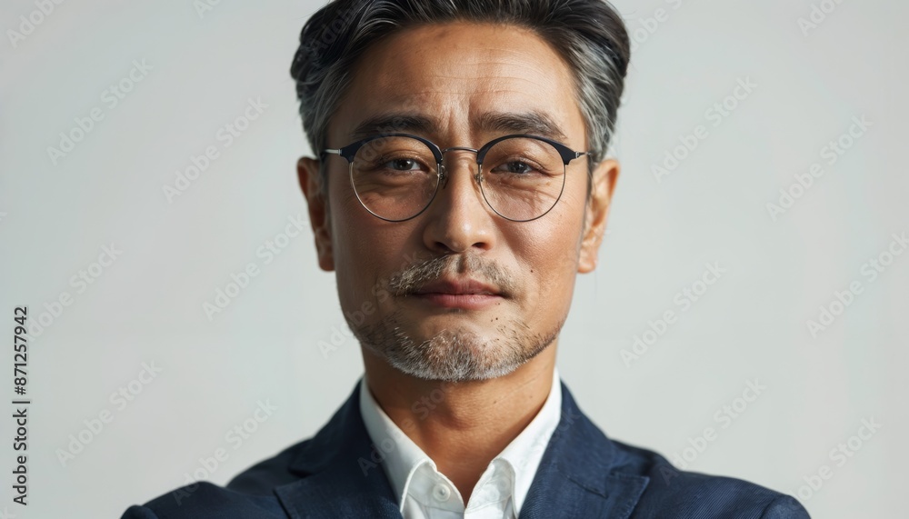 Confident Asian Businessman Exuding Authority and Leadership on White Background Confident Asian Businessman Exuding Authority and Leadership on White Background