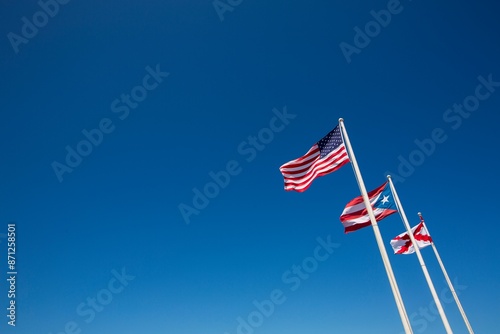 Flags Against a Clear Blue Sky
