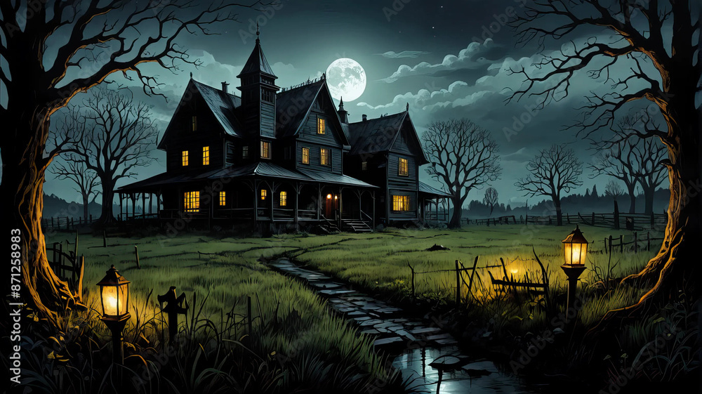 Cursed Farm: Night of Haunted Shadows and Spooky Whispers Fantasy wallpaper Cursed Farm: Night of Haunted Shadows and Spooky Whispers Fantasy wallpaper