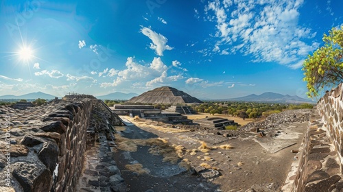 beautiful landscape of the pyramid of the sun Teotihuacán