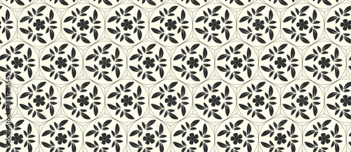 Seamless pattern floral ornamental decorative geometric shape repeatable vector texture creative vintage retro style fabric textile paper print