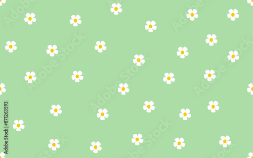 floral seamless pattern summer trendy creative simple daisy flower vintage style vector texture background wallpaper white daisy