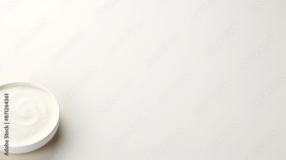 Create an empty, minimalistic cream-white background, simulating tranquility with subtle elegance podium. Create an empty, minimalistic cream-white background, simulating tranquility with subtle elegance podium.