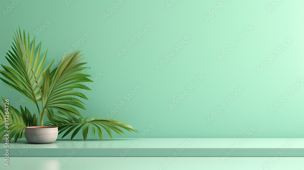 Fototapeta premium Empty abstract mint green background evoking tranquility for product display or advertisement.