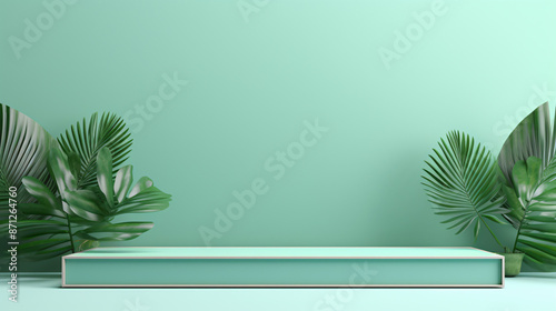 Empty abstract mint green background evoking tranquility for product display or advertisement.