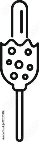Line art icon of a chocolate dipped ice cream bar melting