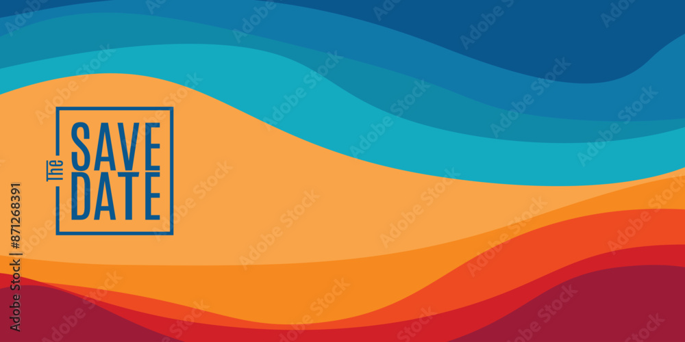 Obraz premium Save the date, Retro Save the date banner. colorful background Can be used for business, marketing and advertising. 