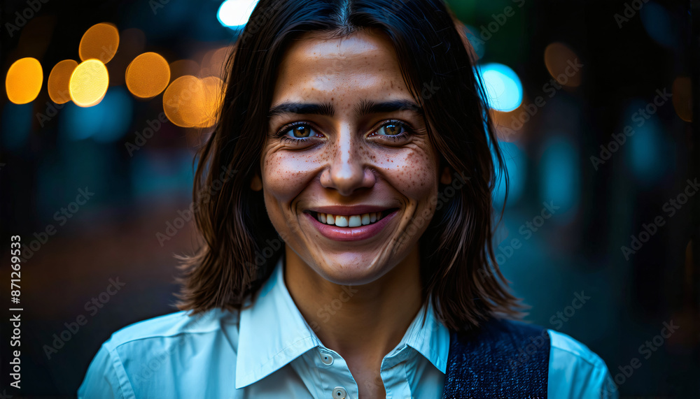 Obraz premium Person with Mixed Emotions Tears and Subtle Smile