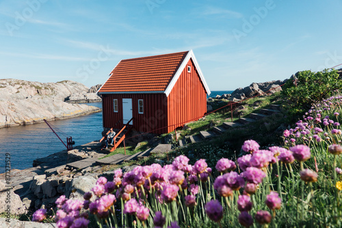enjoying a red fisherman's hut in norway