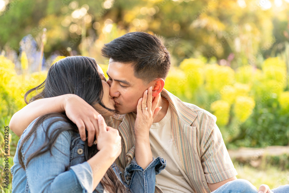 Kissing couple outside Kissing couple outside