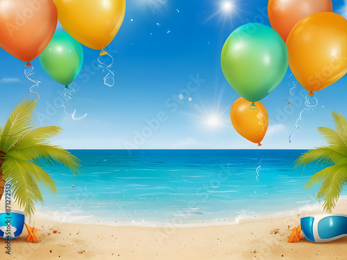 Beach Bash Bliss: Summer Party with Balloons by the Sea