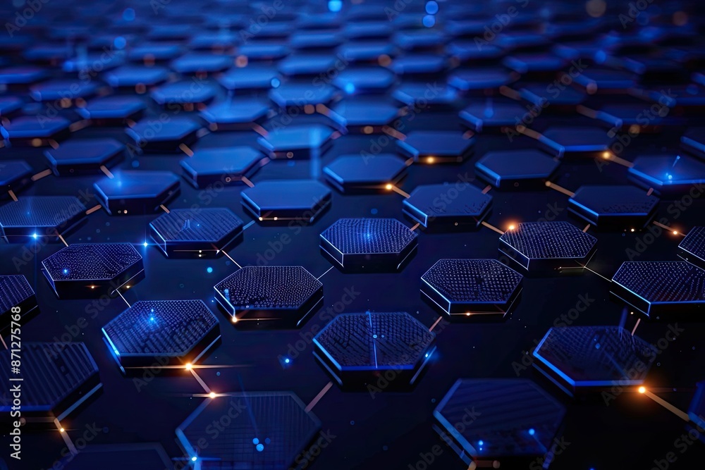 Obraz premium Abstract Hexagon Pattern in Blue and Orange